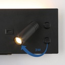 Wall reading light with USB port "Kerta" (right) - Double lighting - 3W+7W