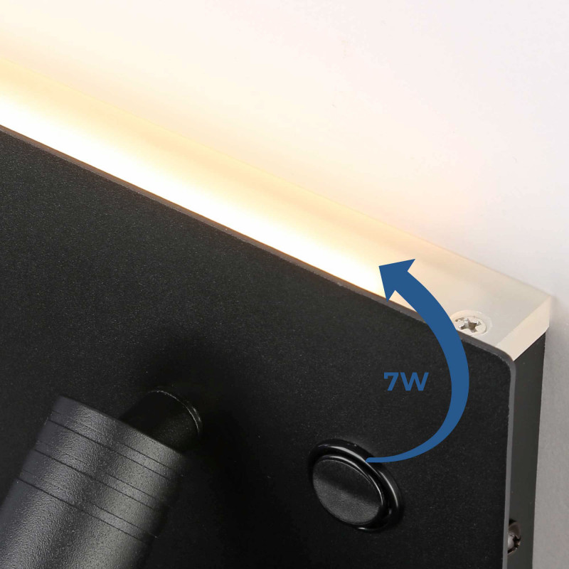 Wall reading light with USB port "Kerta" (right) - Double lighting - 3W+7W