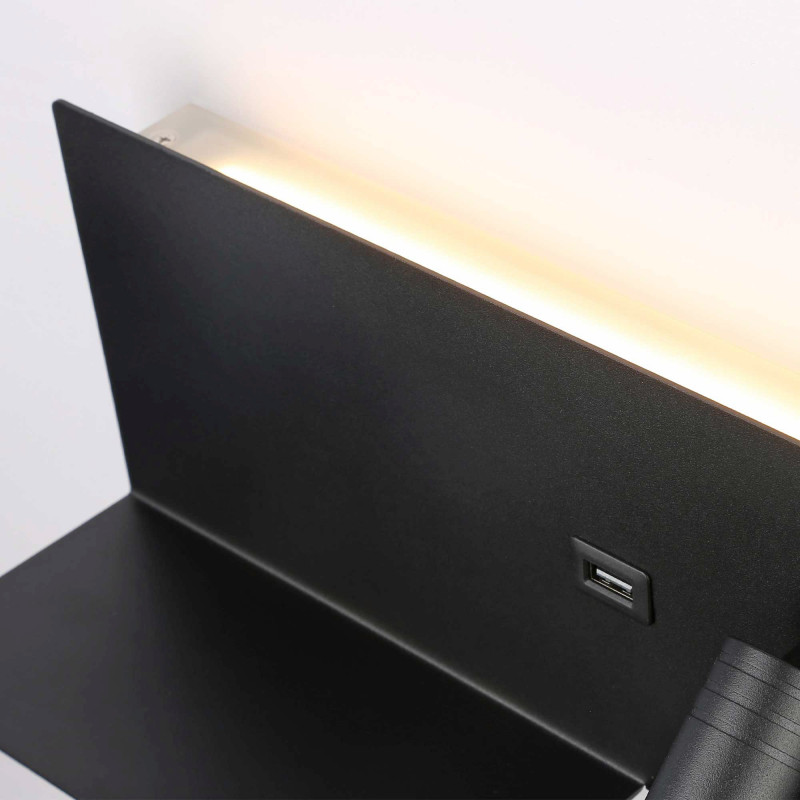 Wall reading light with USB port "Kerta" (right) - Double lighting - 3W+7W
