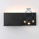 Wall reading light with USB port "Kerta" (right) - Double lighting - 3W+7W