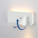 Wall reading light with USB port "Kerta" (right) - Double lighting - 3W+7W