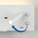 Wall reading light with USB port "Kerta" (right) - Double lighting - 3W+7W