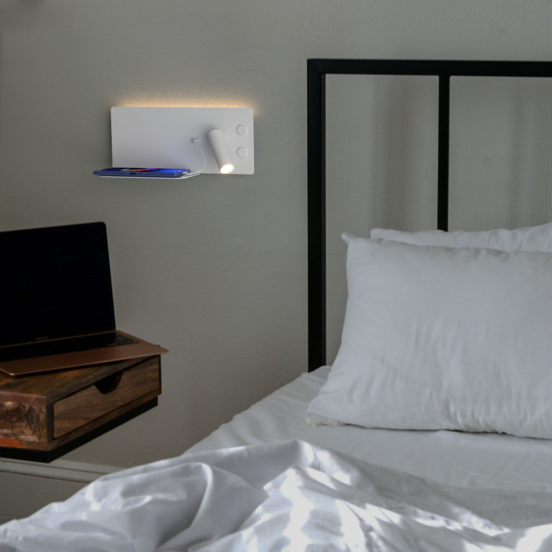 Wall reading light with USB port "Kerta" (right) - Double lighting - 3W+7W