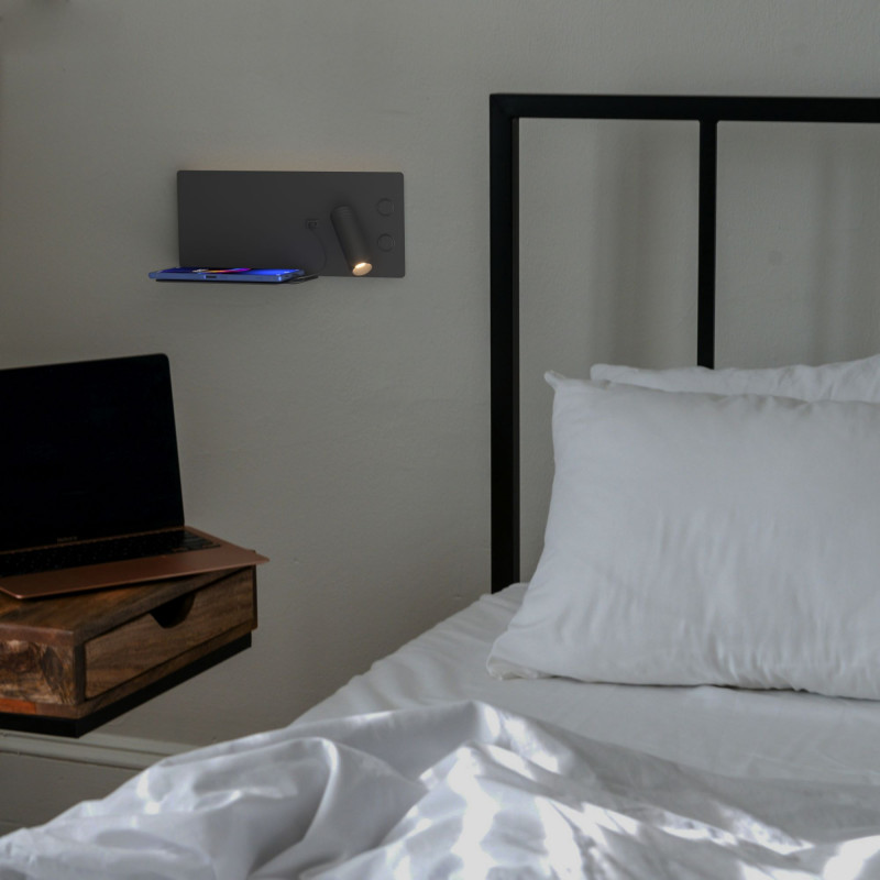 Wall reading light with USB port "Kerta" (right) - Double lighting - 3W+7W