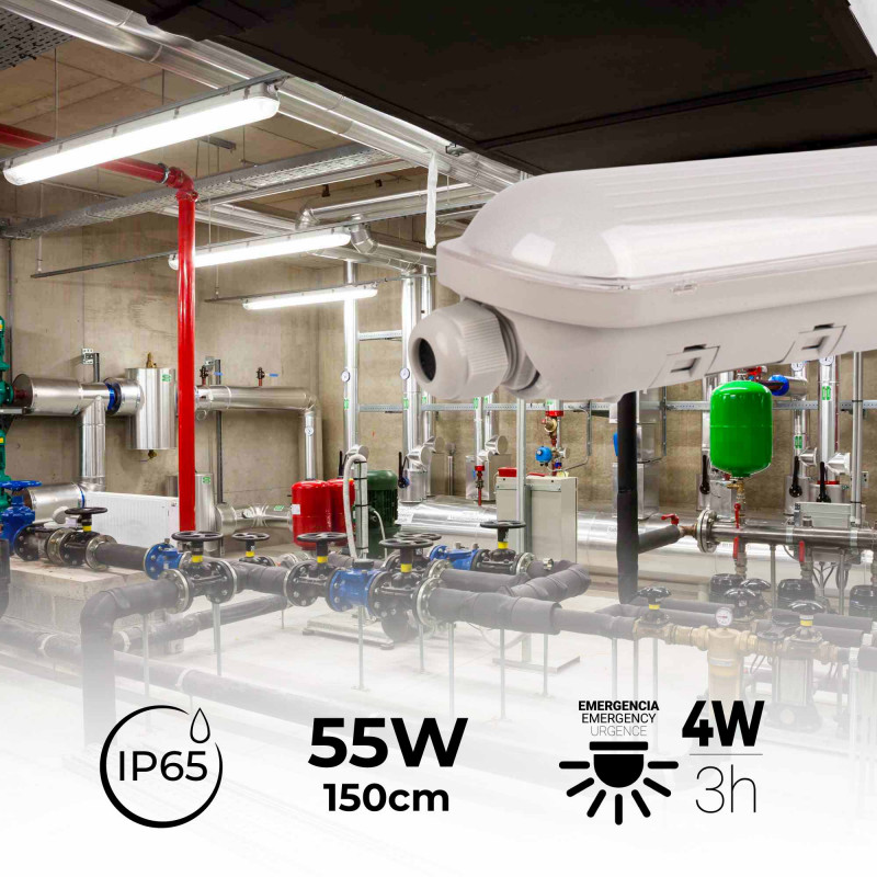 LED Tri-proof light / Emergency light - CCT - 150 cm - Connectable - 55W - IP65