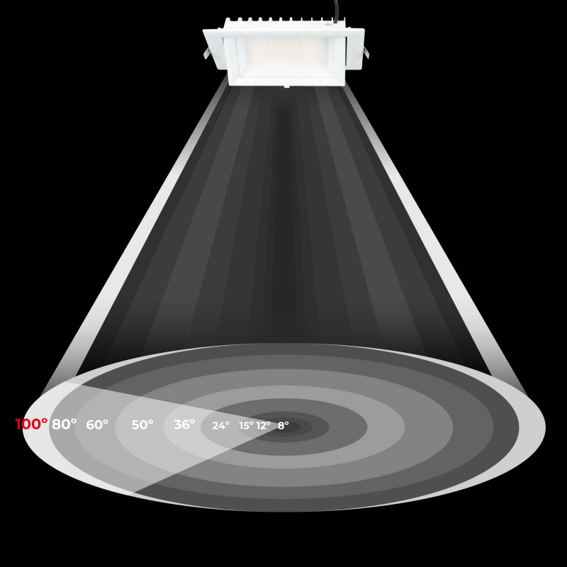 Rectangular adjustable CCT LED Downlight - 60W - White - 100° LIFUD Driver