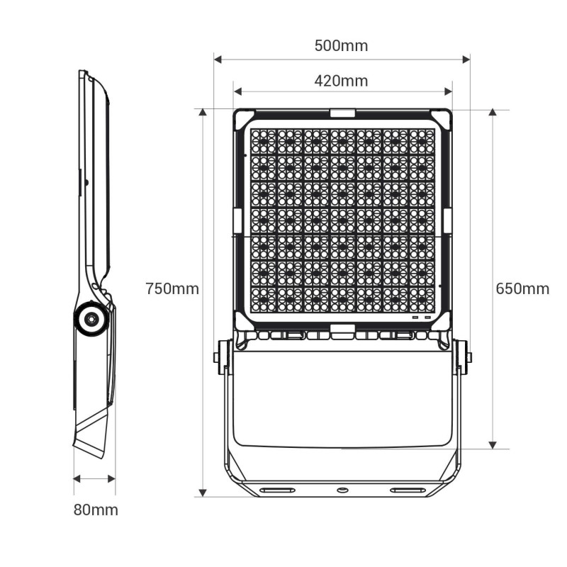 Outdoor Asymmetric LED floodlight - 600W - Dimmable 1-10V - 160lm/W - IP66