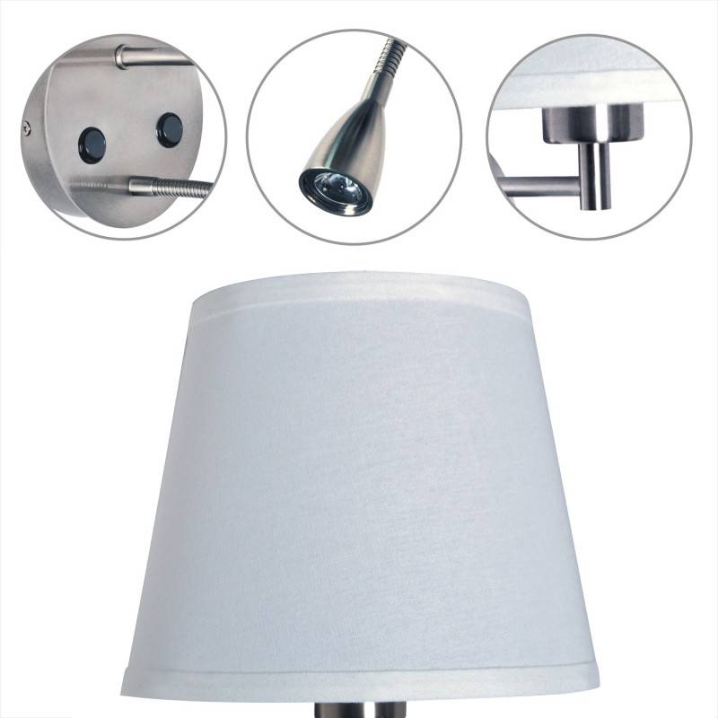 Wall light "PAIR" E27 with 3W LED reading lamp