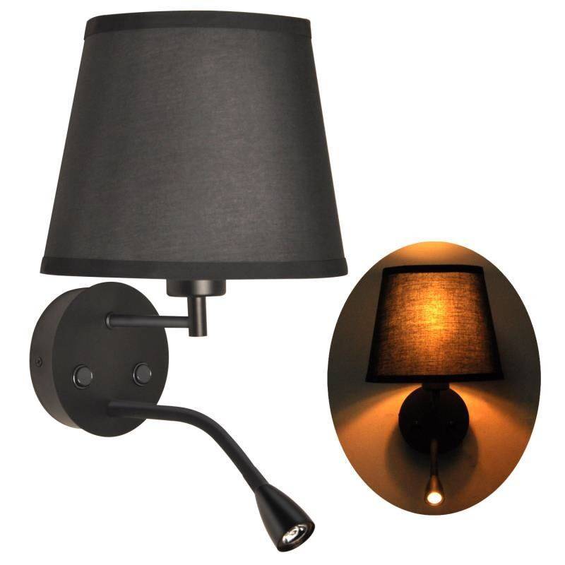 Wall light "PAIR" E27 with 3W LED reading lamp