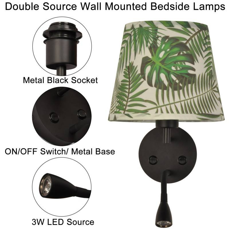 Wall light "PAIR" E27 with 3W LED reading lamp
