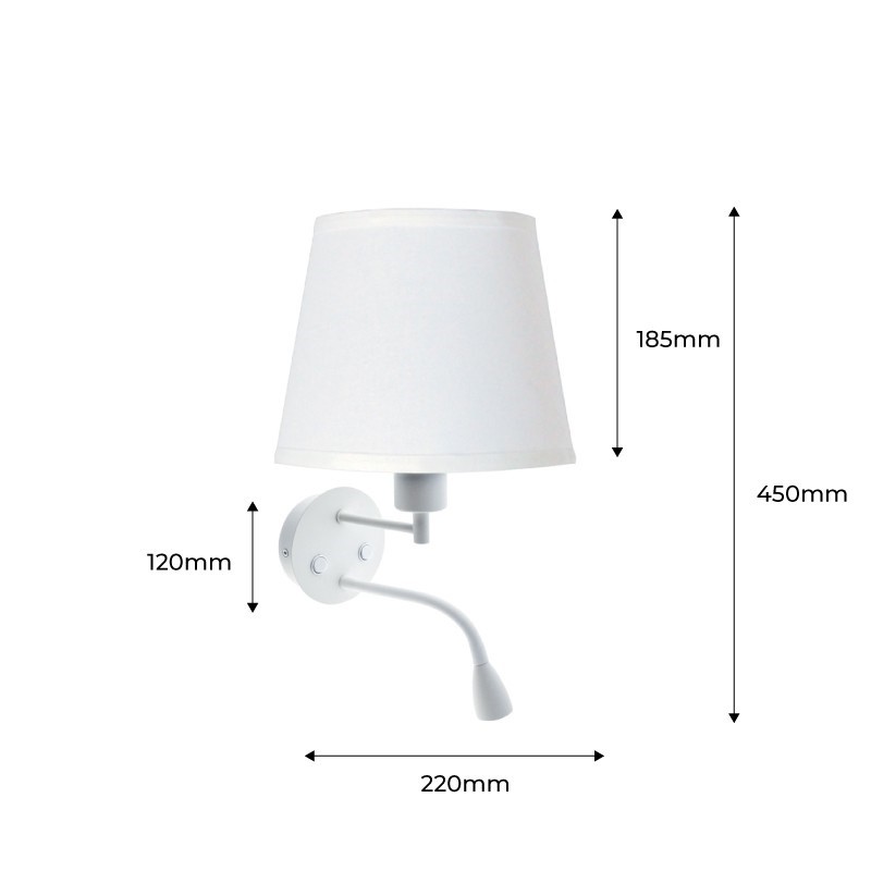 Wall light "PAIR" E27 with 3W LED reading lamp