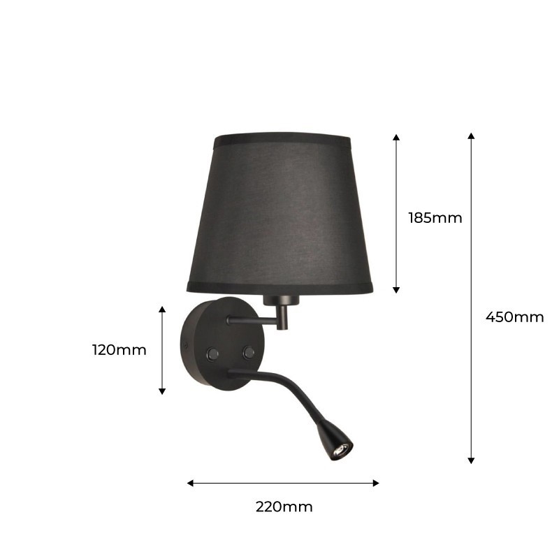 Wall light "PAIR" E27 with 3W LED reading lamp