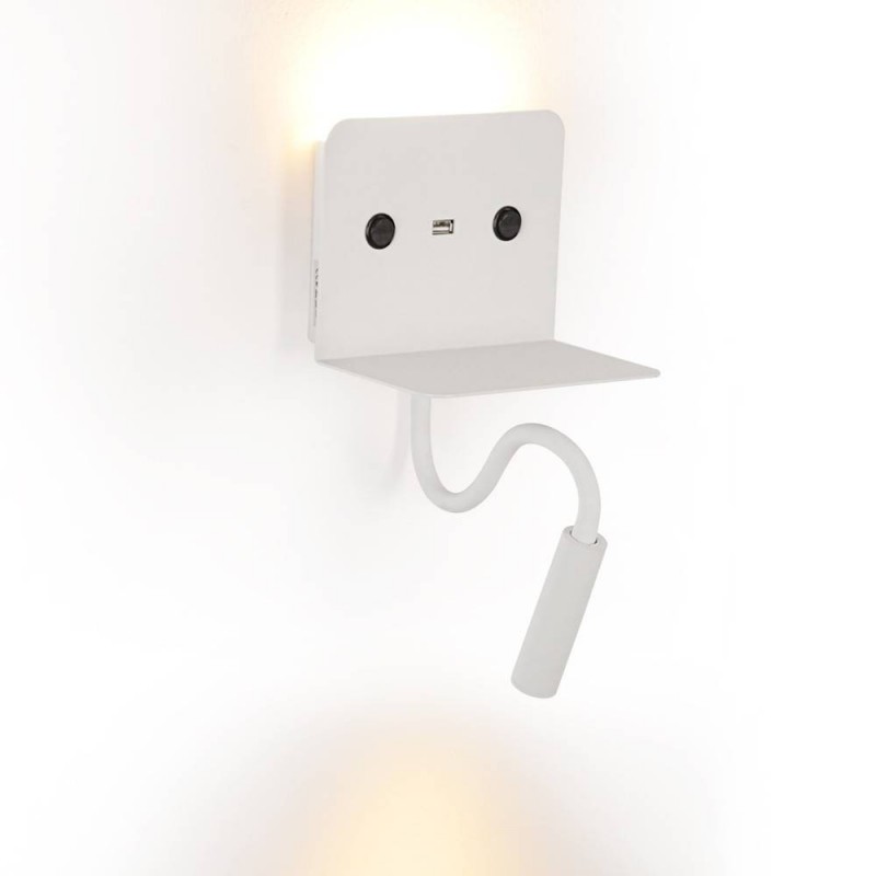 SLANGE" 3W LED wall light for reading, swiveling and USB charging base