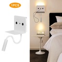 SLANGE" 3W LED wall light for reading, swiveling and USB charging base