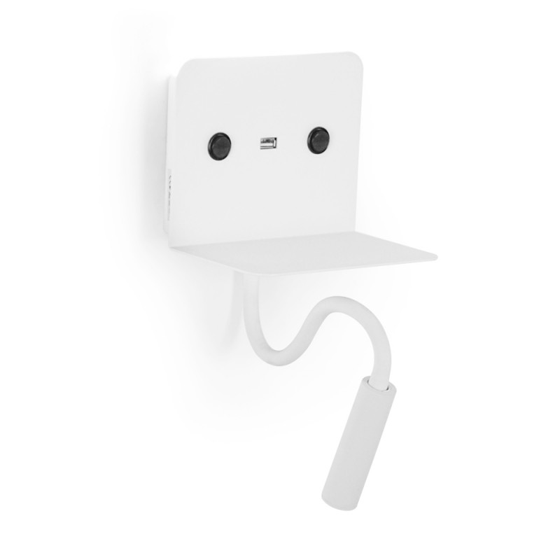 SLANGE" 3W LED wall light for reading, swiveling and USB charging base