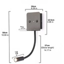 SLANGE" 3W LED wall light for reading, swiveling and USB charging base