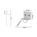 SLANGE" 3W LED wall light for reading, swiveling and USB charging base