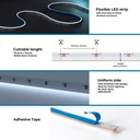 COB Single colour LED Strip - 24V DC - Side emission - 9W/m - 8mm - IP20 - 3cm cut - 5 metres roll