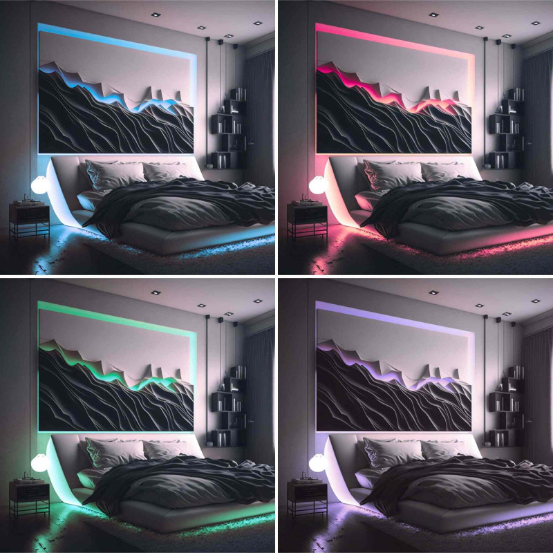 COB RGB LED Strip - 24V DC - Side emission - 12W/m - 10mm - IP20 - 5cm cut - 5 metres roll