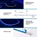 COB RGB Smart LED Strip - 24V DC - Side emission - 12W/m - 10mm - IP20 - 5 metres roll