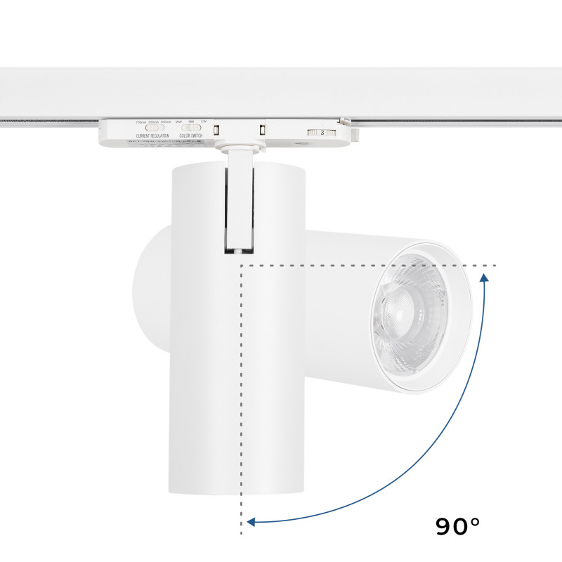 LED 3-phase track spotlight - Adjustable power: 30W/ 34W/ 38W - CCT - CRI 90
