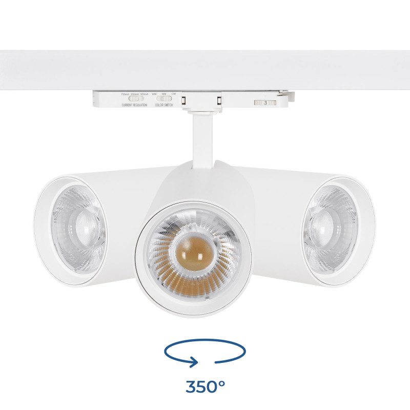 LED 3-phase track spotlight - Adjustable power: 30W/ 34W/ 38W - CCT - CRI 90
