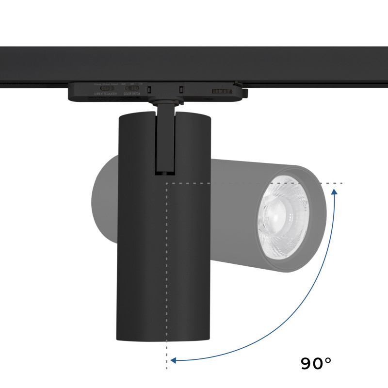 LED 3-phase track spotlight - Adjustable power: 30W/ 34W/ 38W - CCT - CRI 90