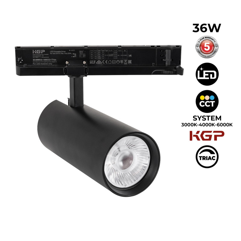 LED 3-phase track spotlight - 36W - CCT - TRIAC dimmable - CRI90 - 3300 lm
