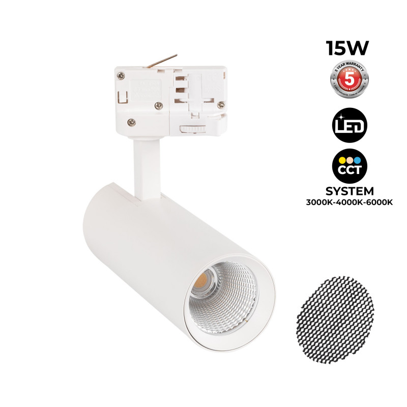 LED 3-phase track spotlight - 15W - CCT - CRI90 - 1350 lm
