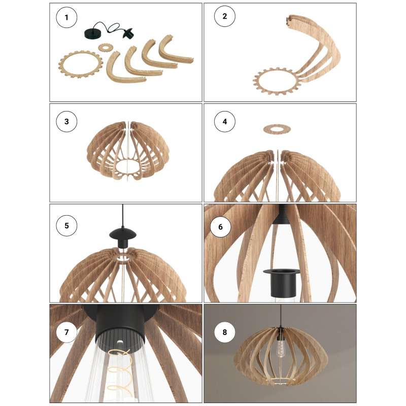 Wooden pendant light "Pili" - Ø 48cm - 1 x E27