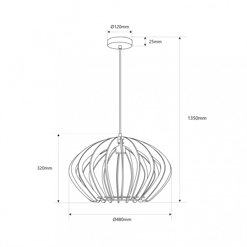Wooden pendant light "Pili" - Ø 48cm - 1 x E27