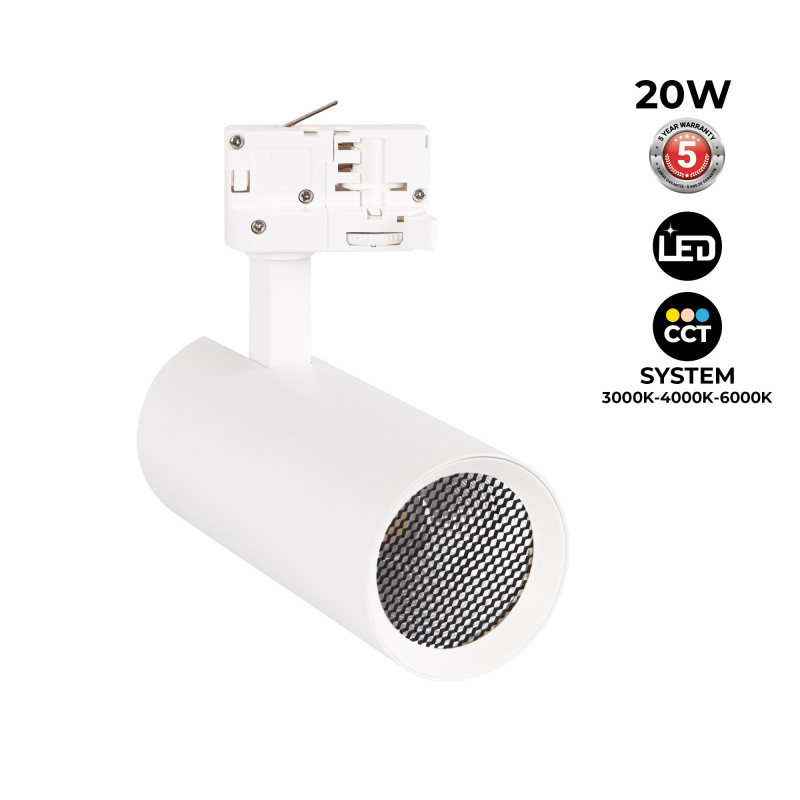 LED CCT 3-phase track spotlight - 20W - CCT - CRI90 - 1900 lm