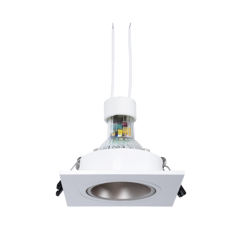 KIT - Recessed square downlight ring 93x93mm (white/black) + 5.4W GU10 Bulb + Socket