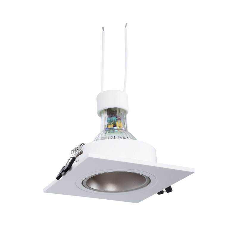 KIT - Recessed square downlight ring 93x93mm (white/black) + 5.4W GU10 Bulb + Socket