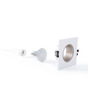 KIT - Recessed square downlight ring 93x93mm (white/black) + 5.4W GU10 Bulb + Socket