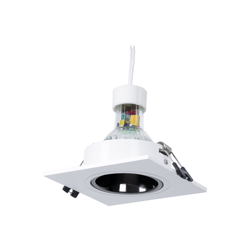 KIT - Recessed square downlight ring 93x93mm (white/black) + 5.4W GU10 Bulb + Socket