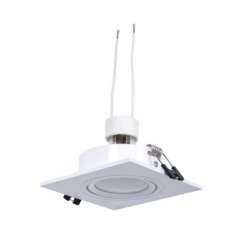 KIT - Recessed square downlight ring 93x93mm (black) + 5.4W GU10 Bulb + Socket