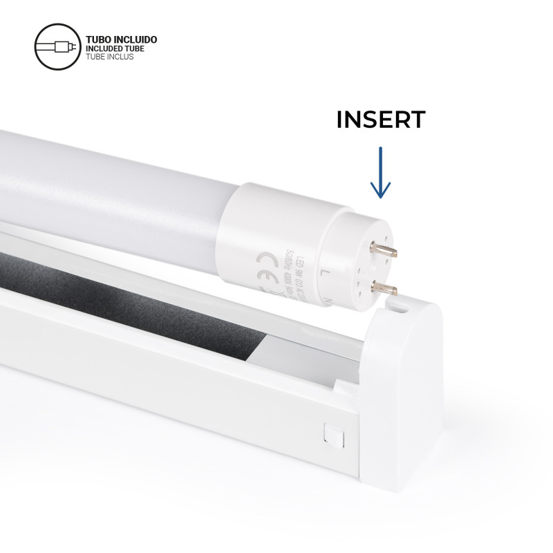 Kit LED light fitting + T8 LED tube - 9W - 60cm