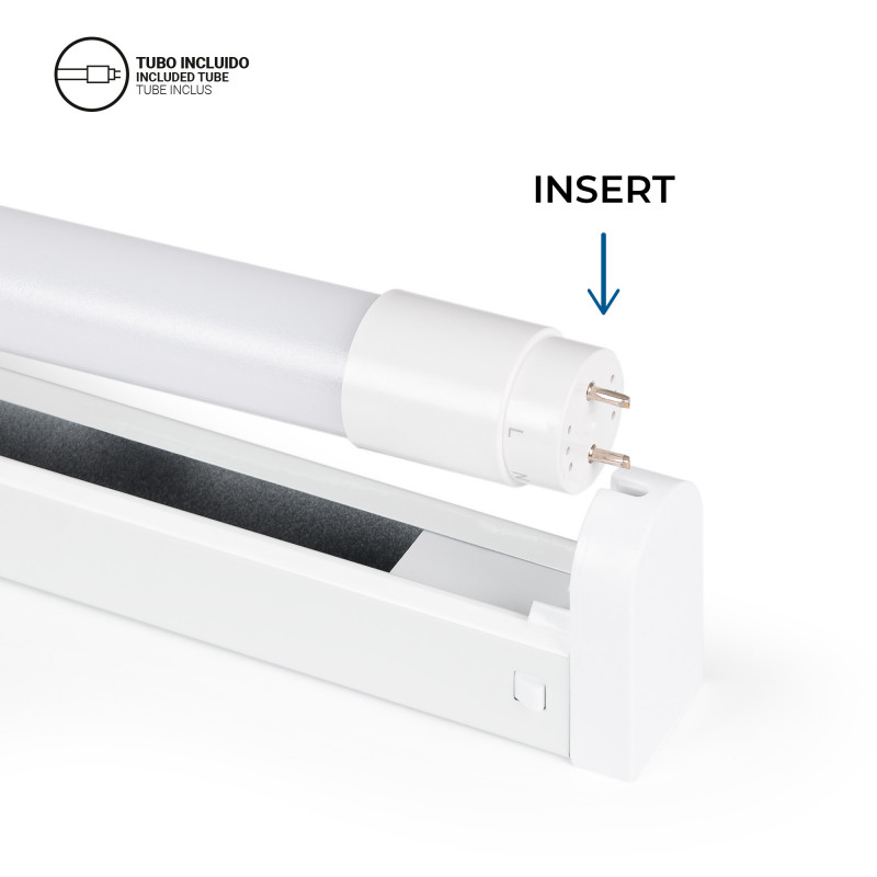 Kit LED light fitting + T8 LED tube - 18W - 120cm
