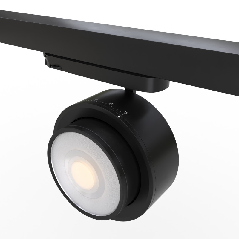Round LED 3-phase track spotlight - 35W - ZOOM 15º- 45º - 4000K - CRI 90