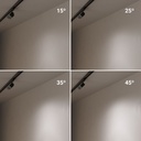 Round LED 3-phase track spotlight - 35W - ZOOM 15º- 45º - 4000K - CRI 90