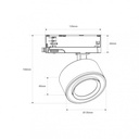 Round LED 3-phase track spotlight - 35W - ZOOM 15º- 45º - 4000K - CRI 90