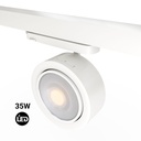 Round LED 3-phase track spotlight - 35W - ZOOM 15º- 45º - 4000K - CRI 90