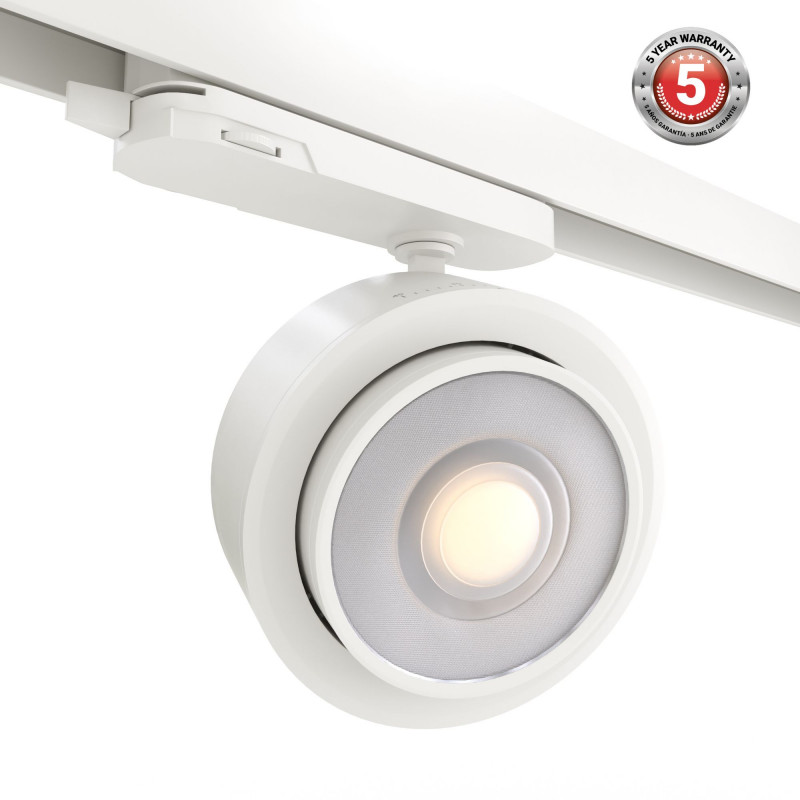 Round LED 3-phase track spotlight - 35W - ZOOM 15º- 45º - 4000K - CRI 90