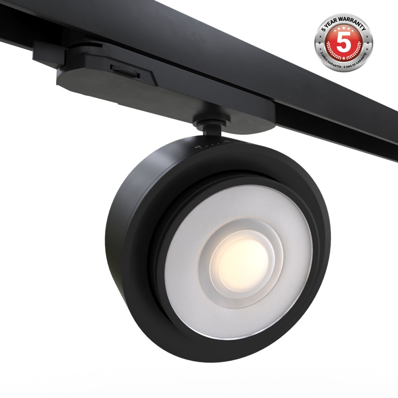 Round LED 3-phase track spotlight - 35W - ZOOM 15º- 45º - 4000K - CRI 90