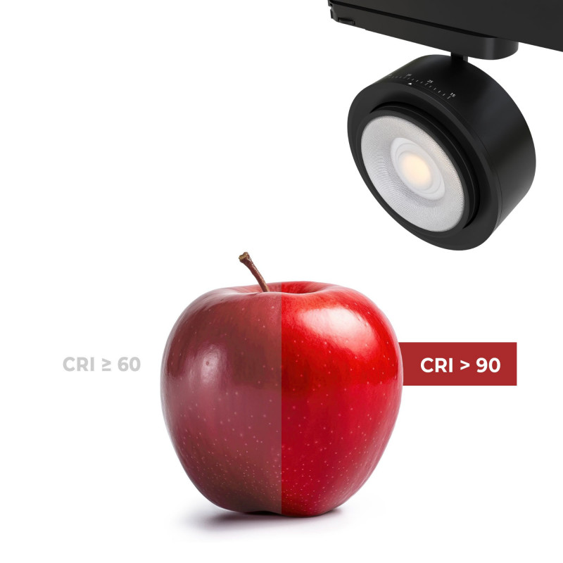 Round LED 3-phase track spotlight - 35W - ZOOM 15º- 45º - 4000K - CRI 90