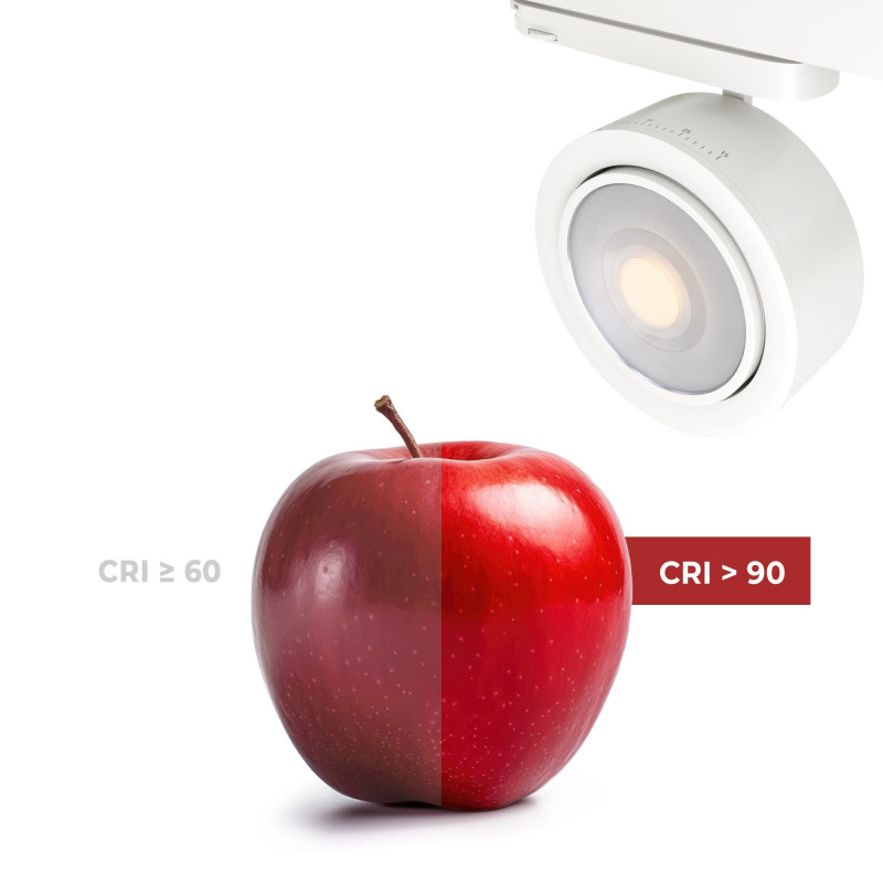 Round LED 3-phase track spotlight - 35W - ZOOM 15º- 45º - 4000K - CRI 90