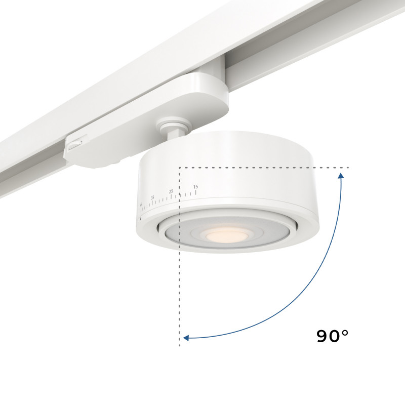 Round LED 3-phase track spotlight - 35W - ZOOM 15º- 45º - 4000K - CRI 90