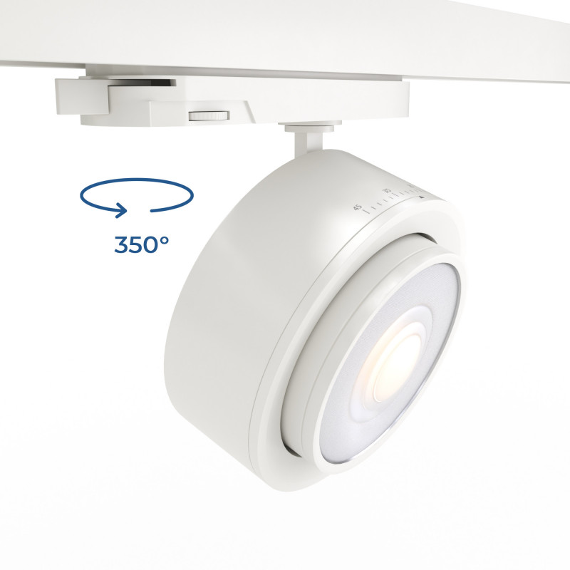 Round LED 3-phase track spotlight - 35W - ZOOM 15º- 45º - 4000K - CRI 90