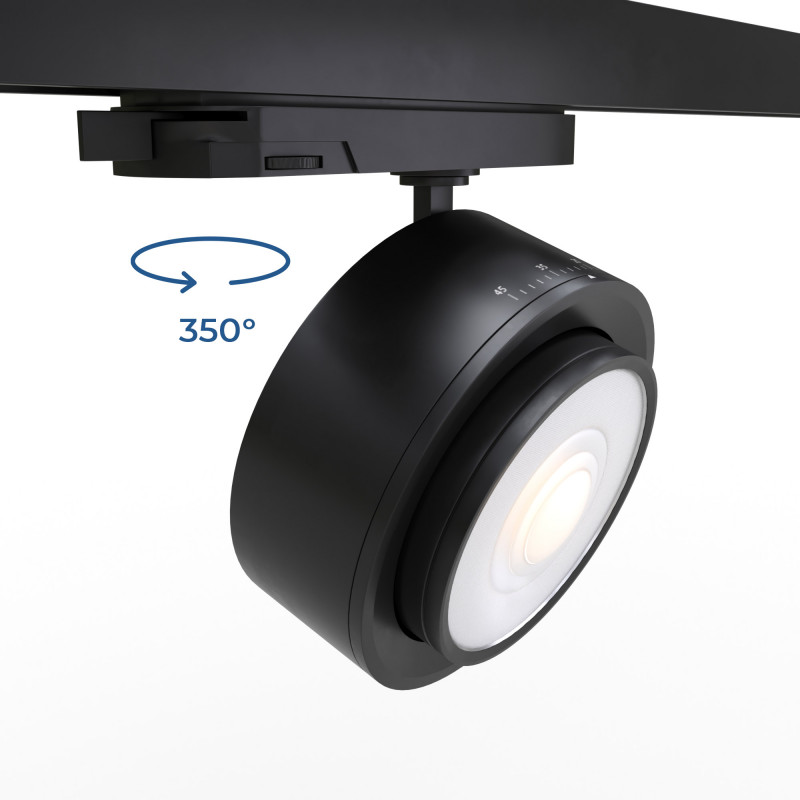 Round LED 3-phase track spotlight - 35W - ZOOM 15º- 45º - 4000K - CRI 90